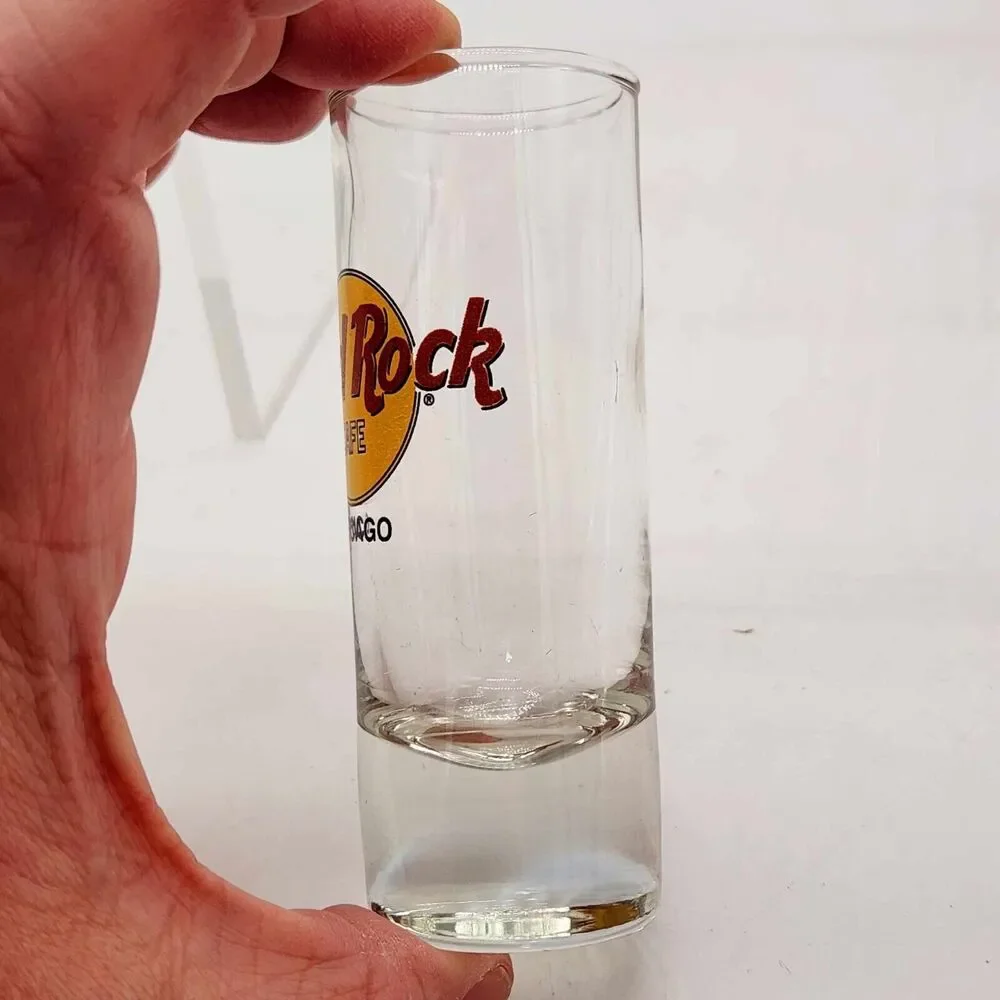 Hard Rock Cafe Chicago Tall Shot Glass Collectible Souvenir Logo